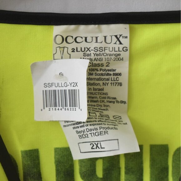 Occuluix Public Works Safety Vest 2XL LUX SSFULLG Type R Class 2 Yellow - Picture 3 of 4